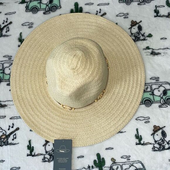 Universal thread women’s tan straw hat beach pool hat size small/medium NWT - Picture 3 of 9